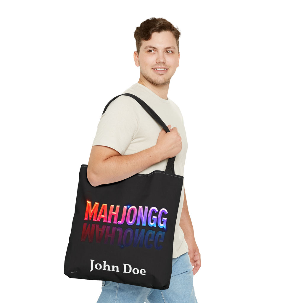 Personalize Black American Mahjongg Tiles Tote Bag | All-Over Print Tote