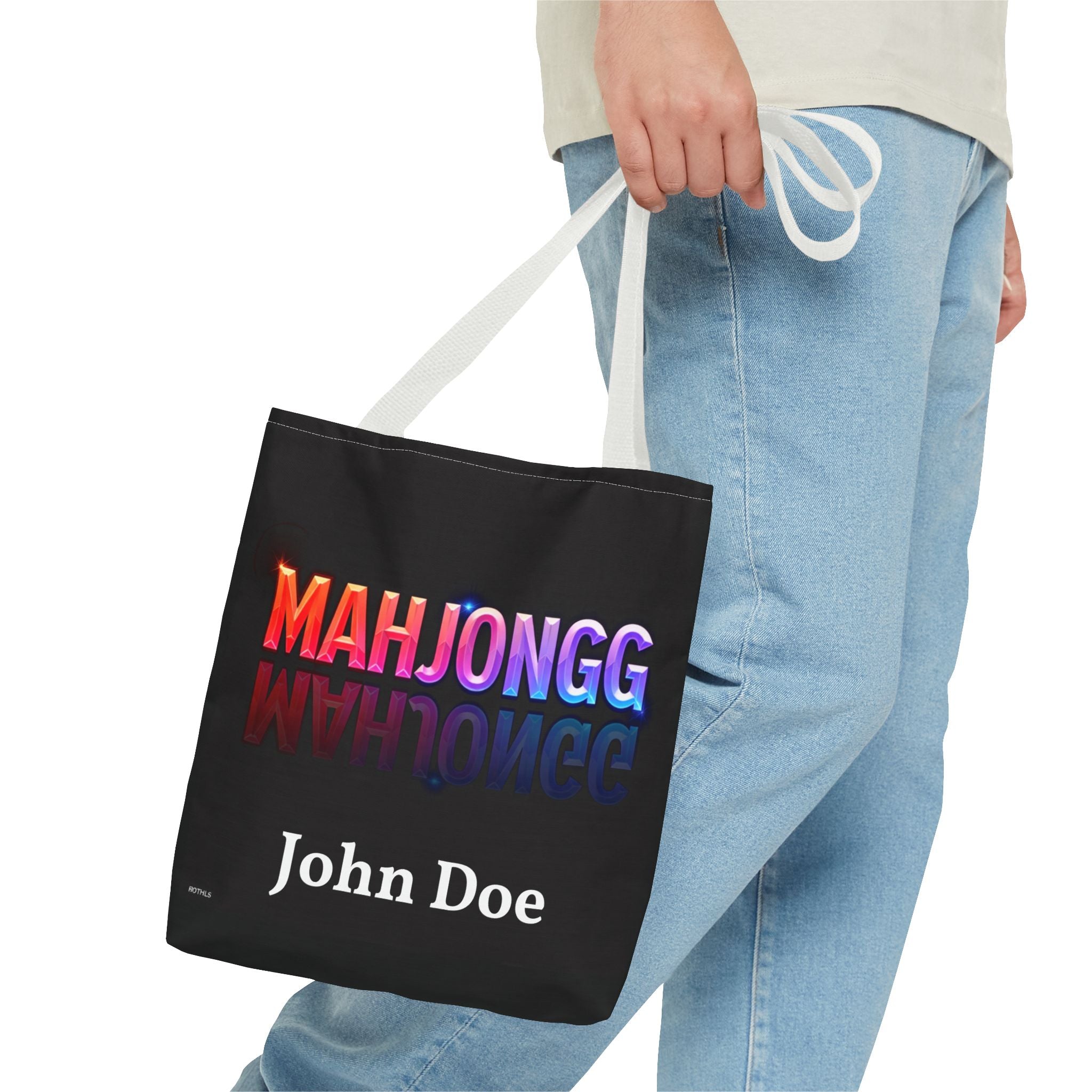 Personalize Black American Mahjongg Tiles Tote Bag | All-Over Print Tote