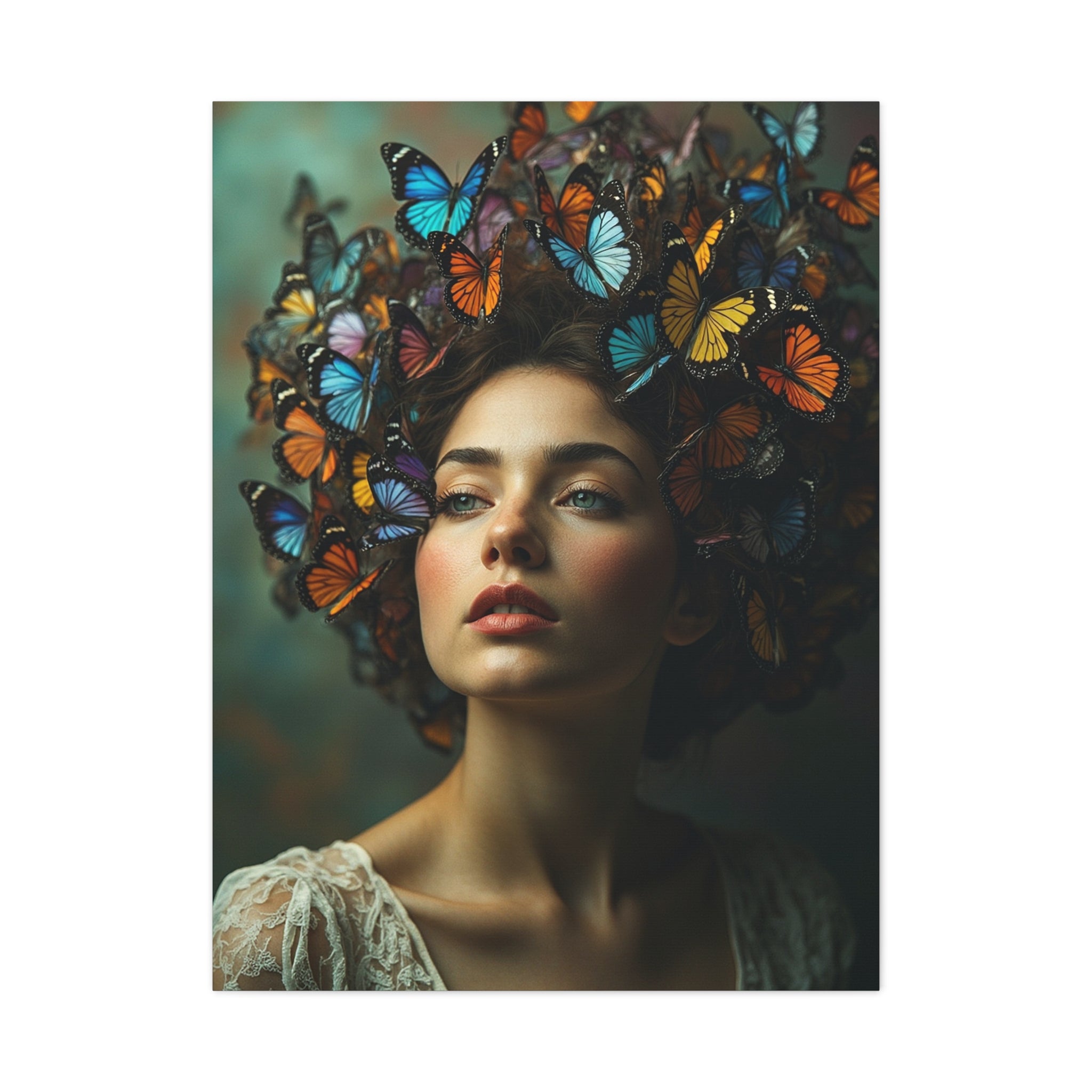 Stretched Canvas, Butterfly Hair Wall Art, Butterfly Lover Gift, Matte Canvas Print, Butterfly Decor, Nature Artwork