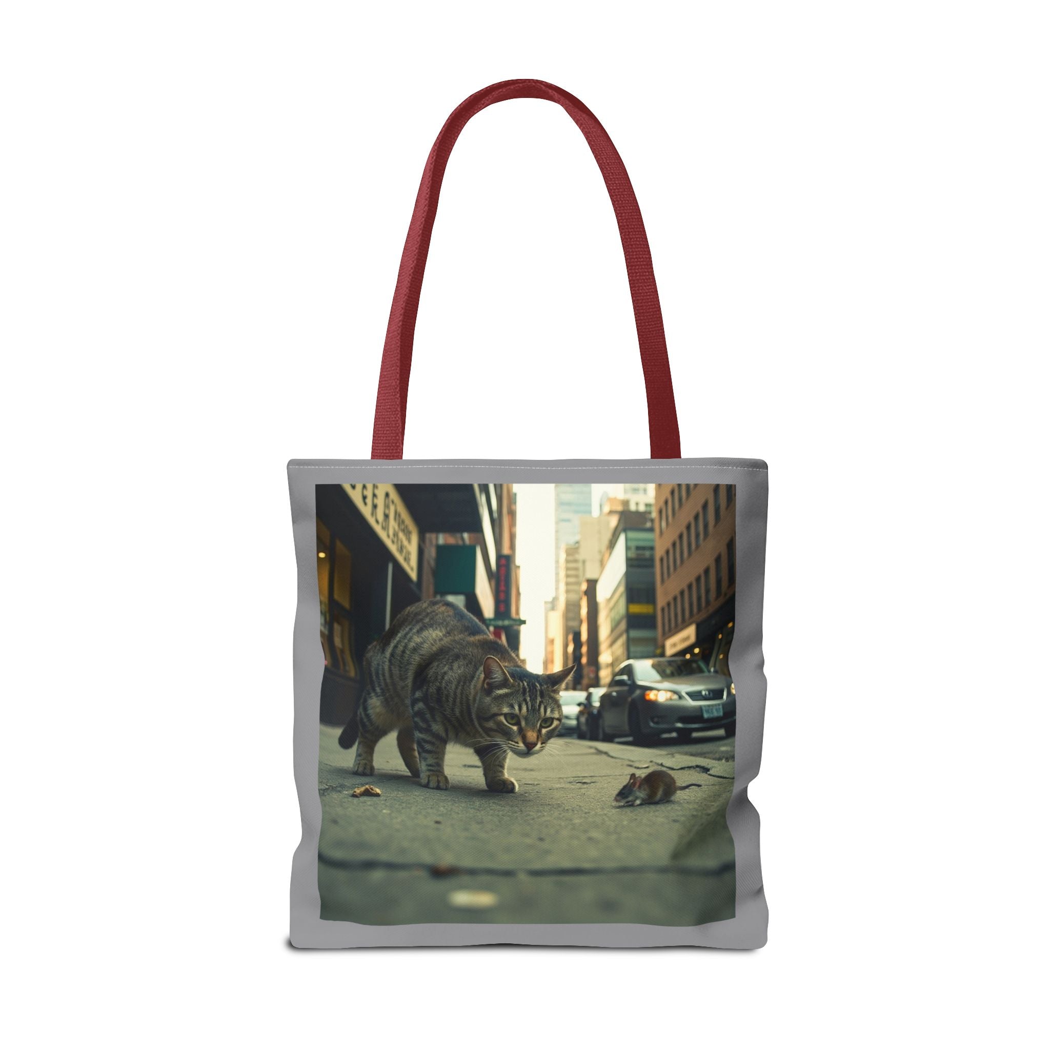 Cat and Mouse Tote Bag, Kitty Tote, Animal Print Bag, Cute Carryall, Canvas Shoulder Bag, Cat Lover Gift