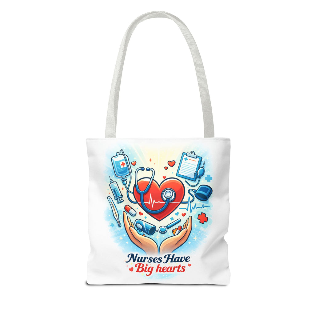 Nurses Have Big Hearts White Tote Bag | All-Over Print Tote