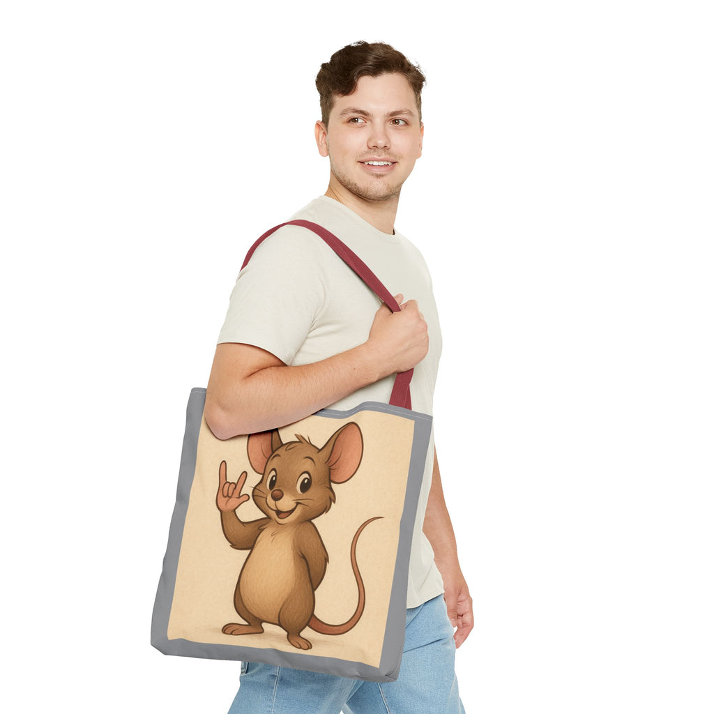 Tote Bag - Mouse I Love You, Cute Animal Print, Carry-All Shoulder Bag, Reusable Shopping Tote, Gift for Animal Lovers, Eco-Friendly Grocery