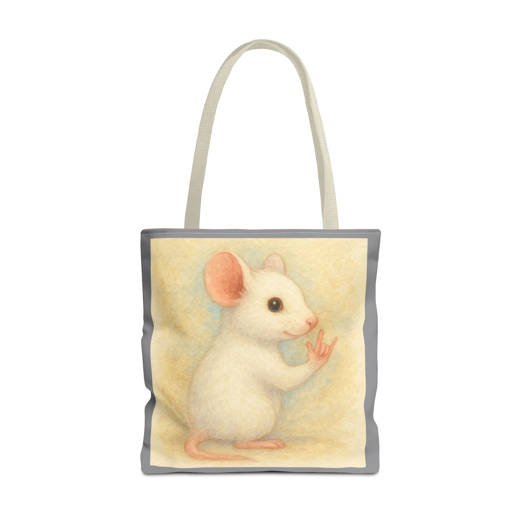 Tote Bag - White Mouse I Love You, Cute Animal Print, Carry-All Shoulder Bag, Reusable Shopping Tote, Gift for Animal Lovers