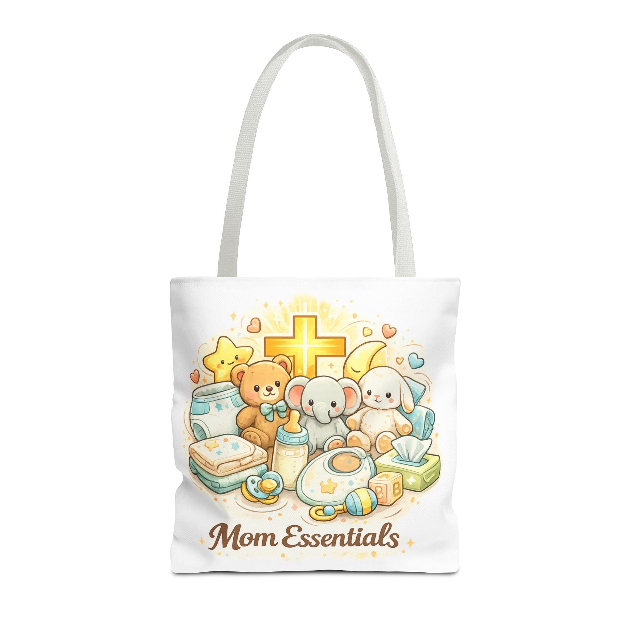 Mom Essentials White Tote Bag | All-Over Print Tote