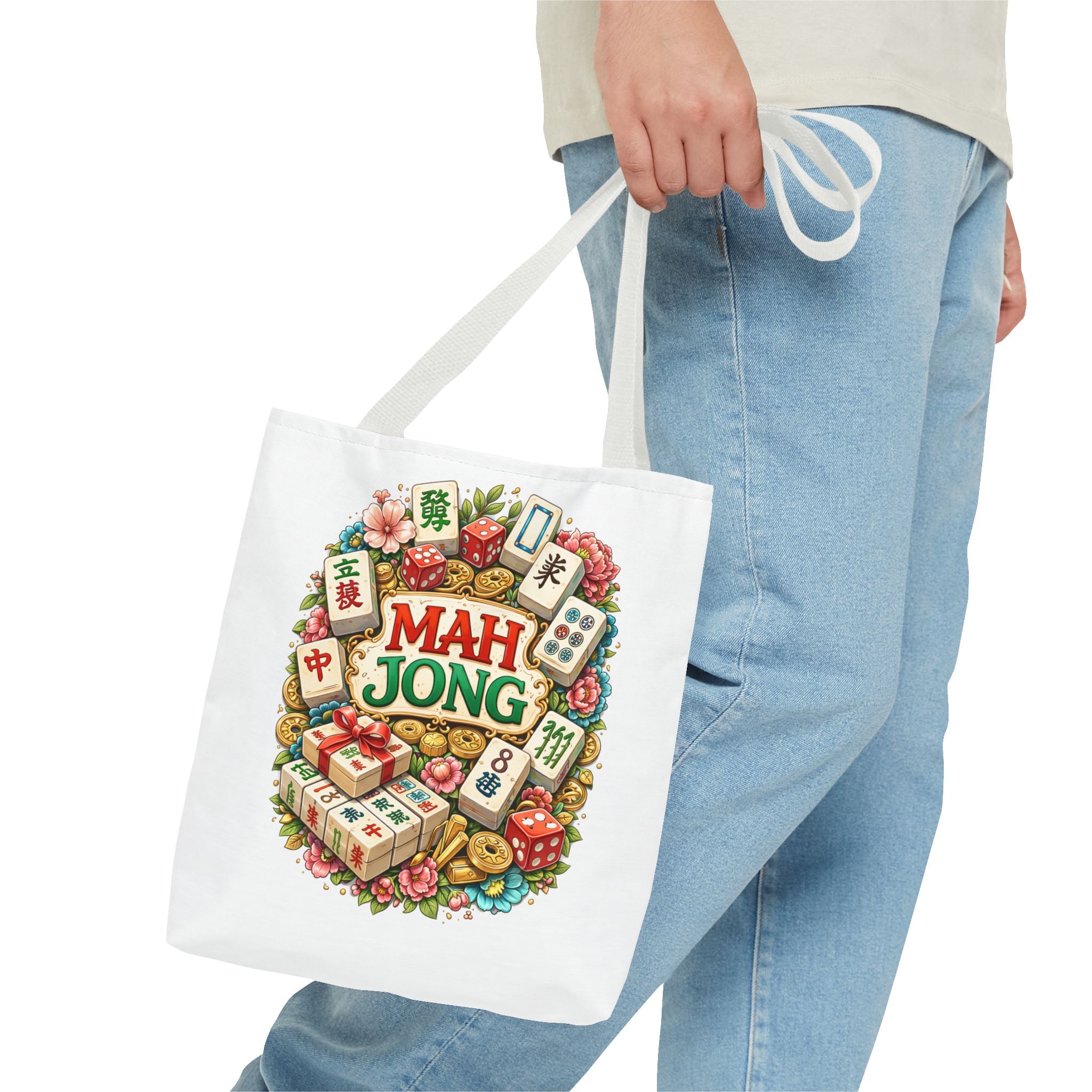 White Mahjong Tiles Tote Bag | All-Over Print Tote