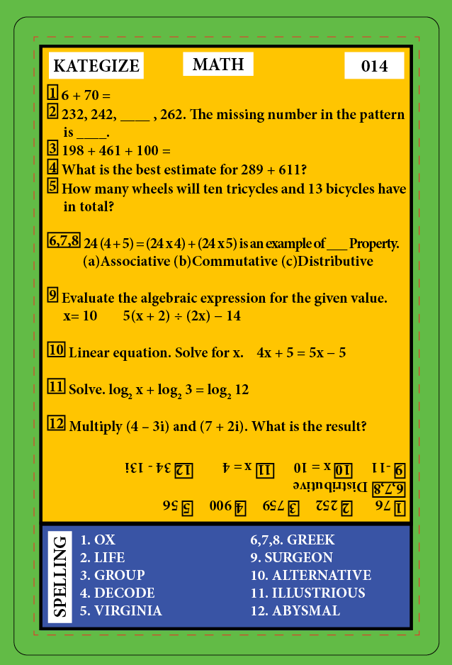 Kategize Education 1-12 Grade (Math, Science, spelling)