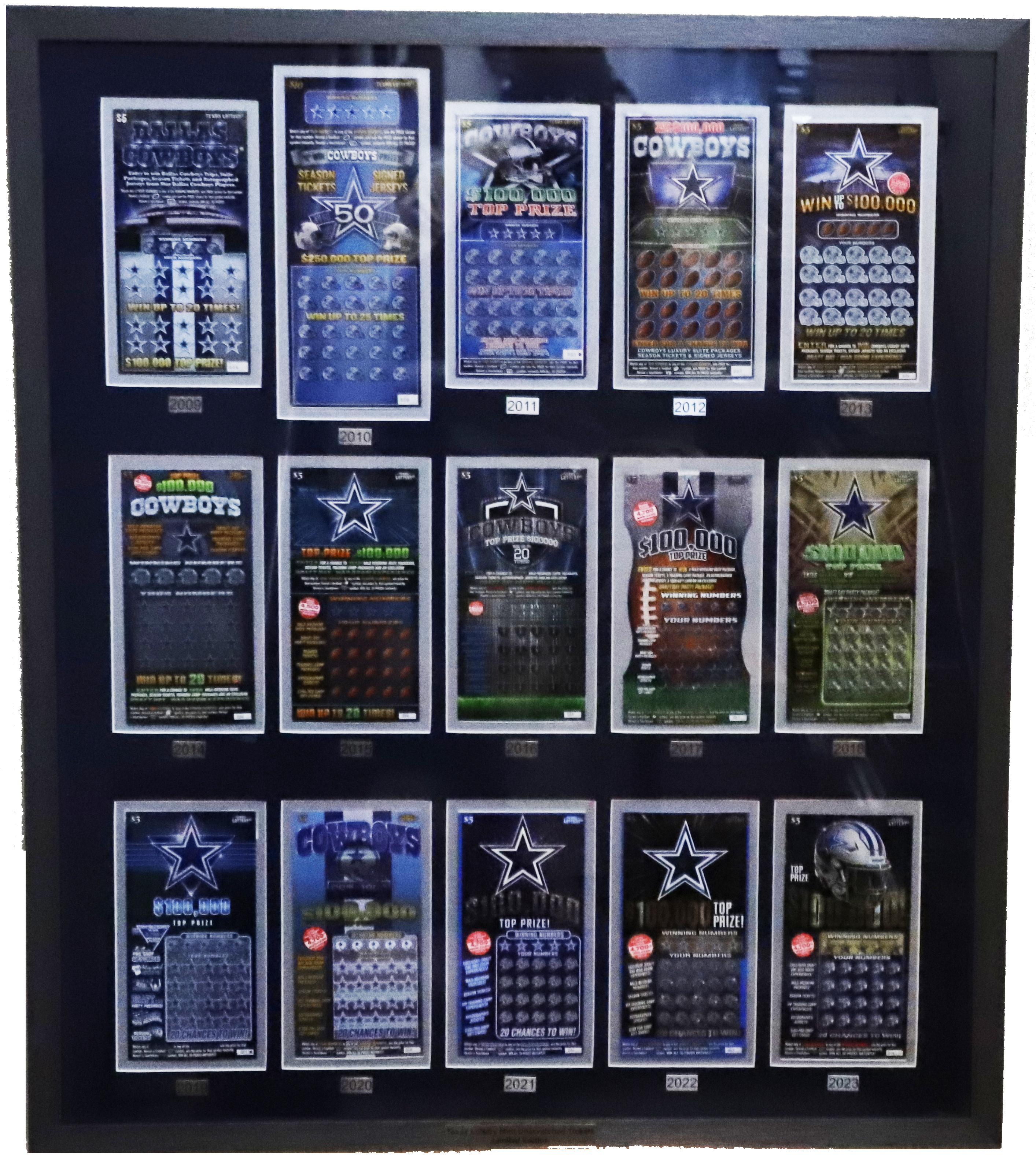 Dallas Cowboys Framed Rare 15 Ticket Set